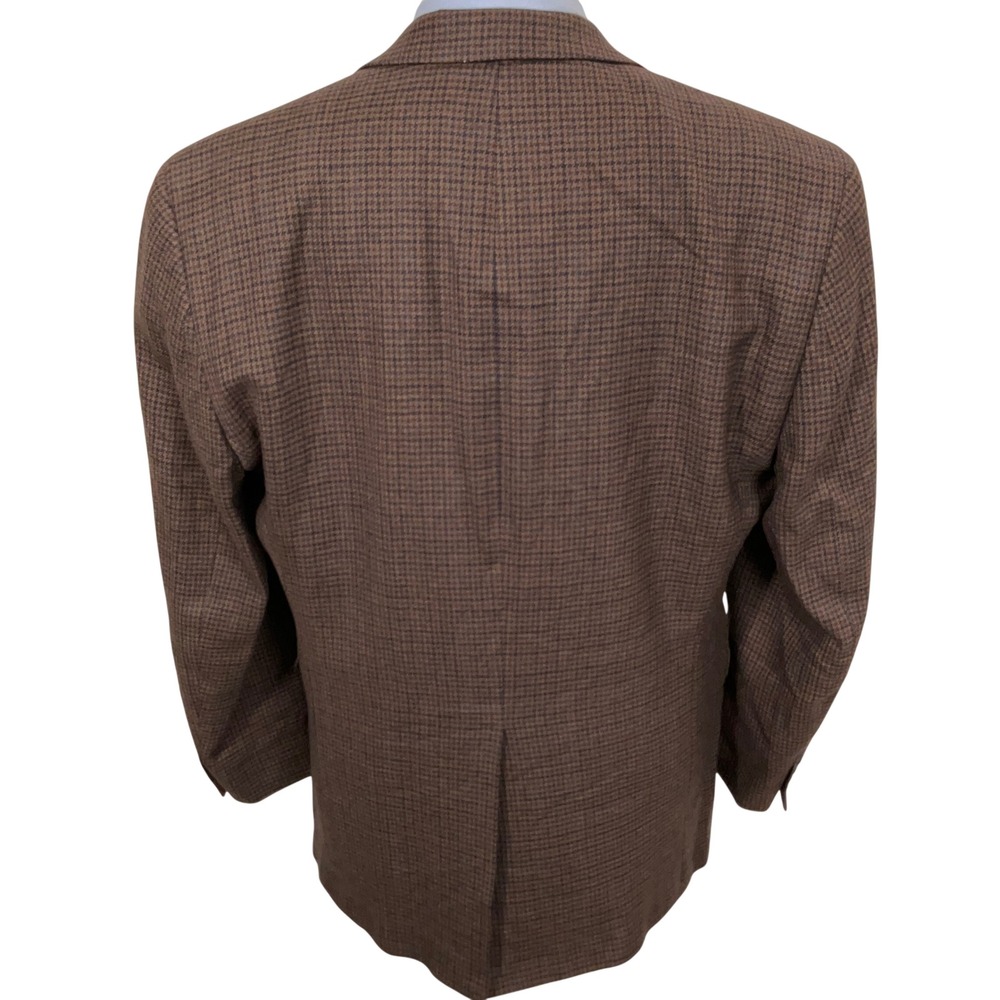 Chaps Mens 44R Brown Blue Houndstooth Lambswool Two Button Heritage Timeless - Picture 4 of 11